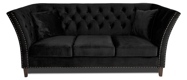 Триместен диван Chesterfield Queen в черно, 215/92/92 см
