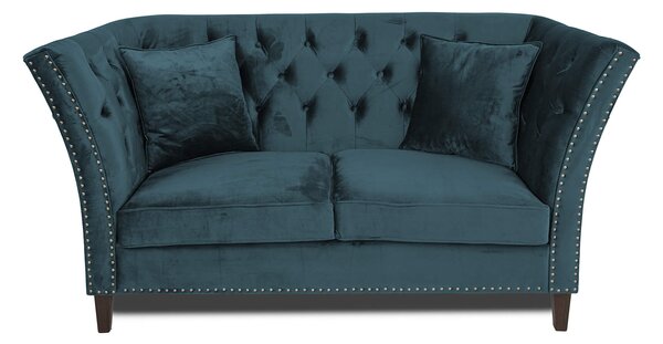 Двуместен диван Chesterfield Queen в синьозелено, 175/92/92 см
