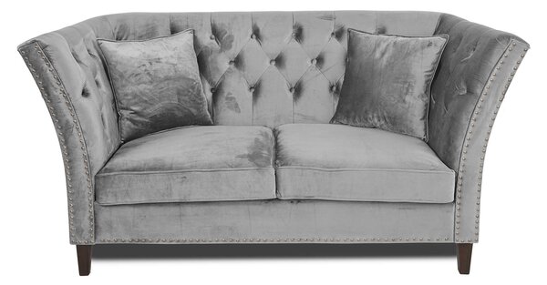 Двуместен диван Chesterfield Queen в светлосиво, 175/92/92 см