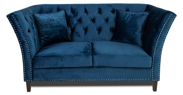 Двуместен диван Chesterfield Queen в син цвят, 175/92/92 см