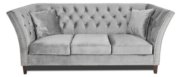 Триместен диван Chesterfield Queen в сиво, 215/92/92 см