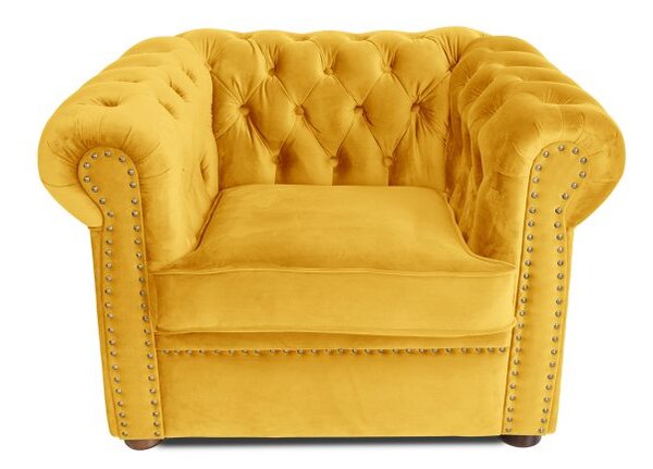 Фотьойл Chesterfield в жълт цвят 94х90х66 см