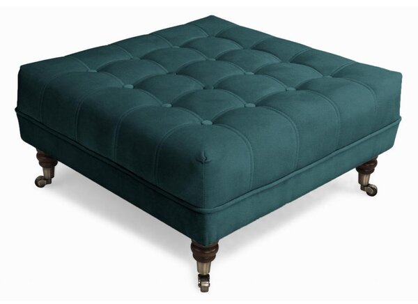 Табуретка за крака Chesterfield в цвят тюркоаз, 70х70х32 см
