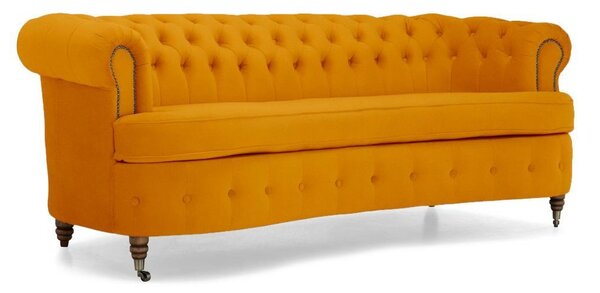 Диван Chesterfield Овал в цвят жълто, четириместен 230х86х80 см