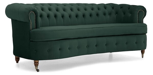 Диван Chesterfield Овал в цвят тъмнозелен, четириместен 230х86х80 см