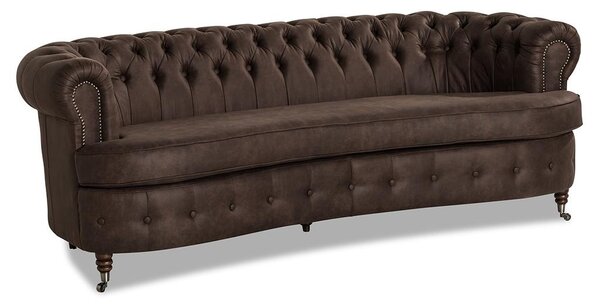 Диван Chesterfield Овал в цвят винтидж кафяво, четириместен 230х86х80 см