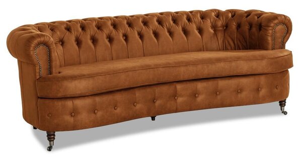 Диван Chesterfield Овал в цвят винтидж коняк, четириместен 230х86х80 см