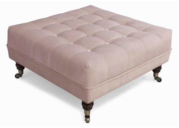 Табуретка за крака Chesterfield в цвят розов жасмин, 70х70х32 см