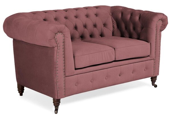 Диван Chesterfield в цвят рустик розово, двуместен 150х86х80 см