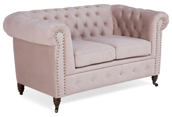 Диван Chesterfield в цвят розов жасмин, двуместен 150х86х80 см
