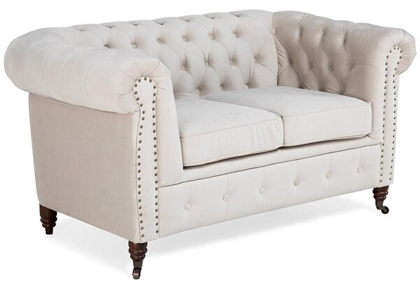 Диван Chesterfield в цвят бежово, двуместен 150х86х80 см