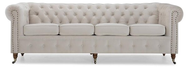 Диван Chesterfield в цвят бежово, четириместен 238х86х80 см