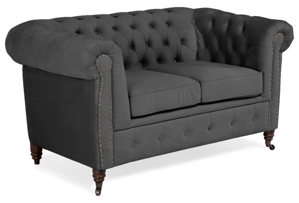Диван Chesterfield в цвят тъмносиво, двуместен 150х86х80 см