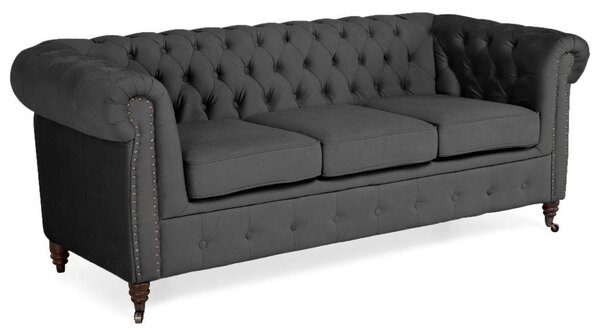 Диван Chesterfield в тъмносиво, триместен 203х86х80 см