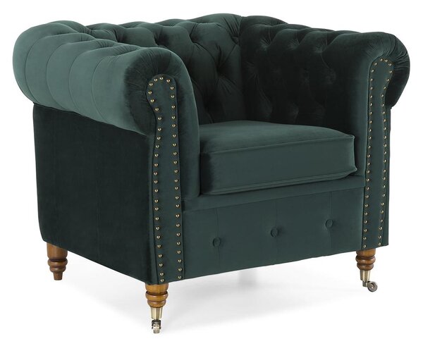 Фотьойл Chesterfield в цвят тъмнозелено, 94х86х80 см