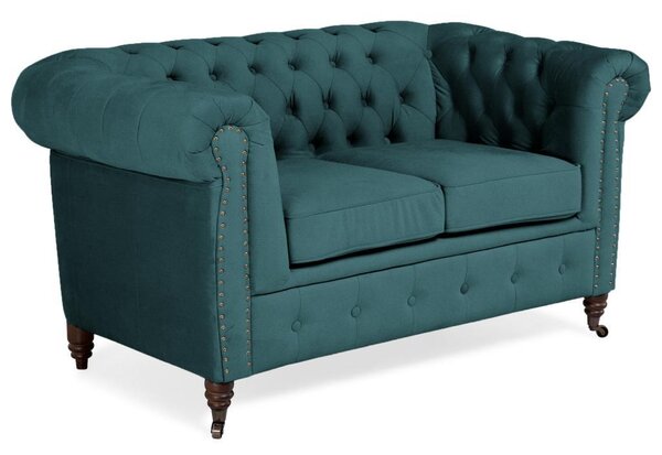 Диван Chesterfield в цвят синьозелено, двуместен 150х86х80 см