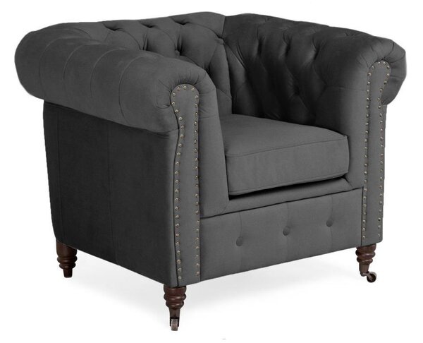 Фотьойл Chesterfield в тъмносиво 94х86х80 см