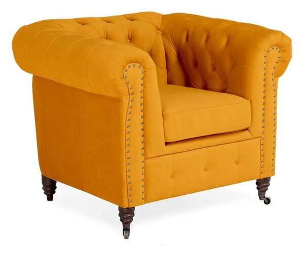 Фотьойл Chesterfield в цвят жълто, 94х86х80 см