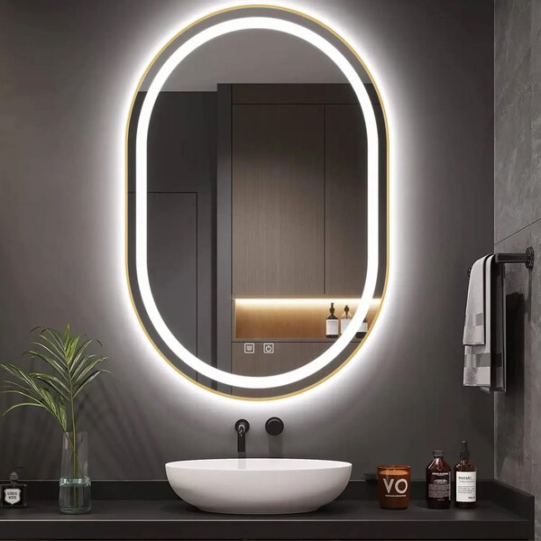 Огледало LED OLL 60x90 cm Brush Gold