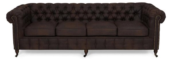 Диван Chesterfield в цвят винтидж кафяво, четириместен 238х86х80 см