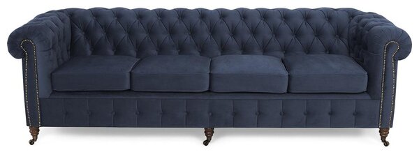 Диван Chesterfield в цвят петрол, четириместен 238х86х80 см
