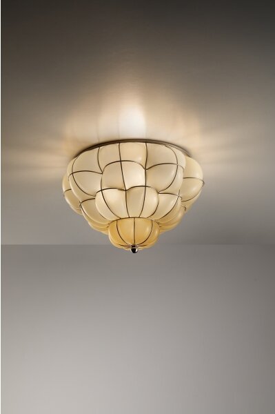 SIRU - Плафон POUFF 3xE27/60W/230V хром/бежов Венецианско стъкло