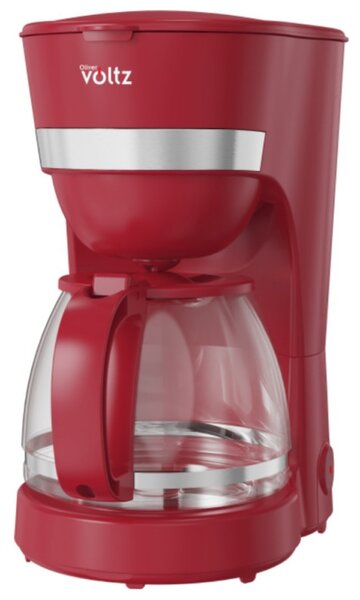 Кафемашина Oliver Voltz OV51170WN, 600W, 1.25 л, Противокапкова система, Прозрачен резервоар за вода, Червен