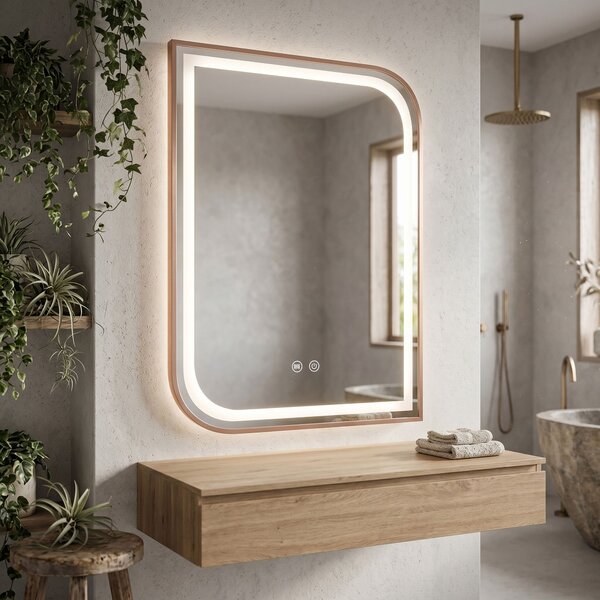 Огледало LED ZONE 80x60 BRUSH ROSE GOLD