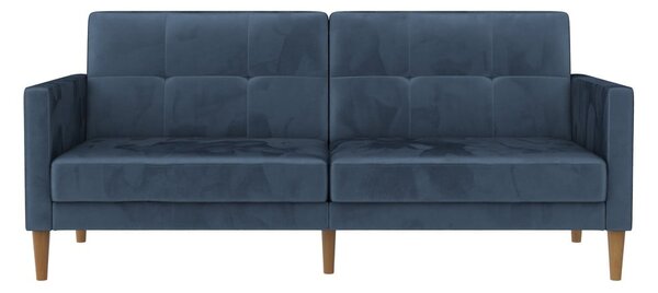 Син кадифен разтегателен диван 207 cm Lilly – Støraa