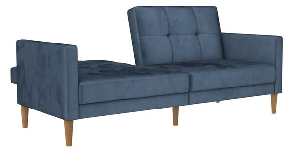 Син кадифен разтегателен диван 207 cm Lilly – Støraa