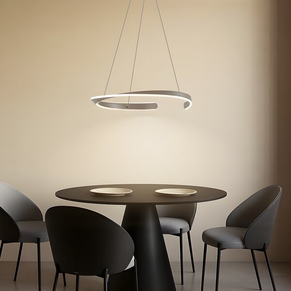 Lucande LED висяща лампа Eloura, сребриста, Ø58cm, метал, CCT, Металик, Дневна/трапезария, Метал, Модерен