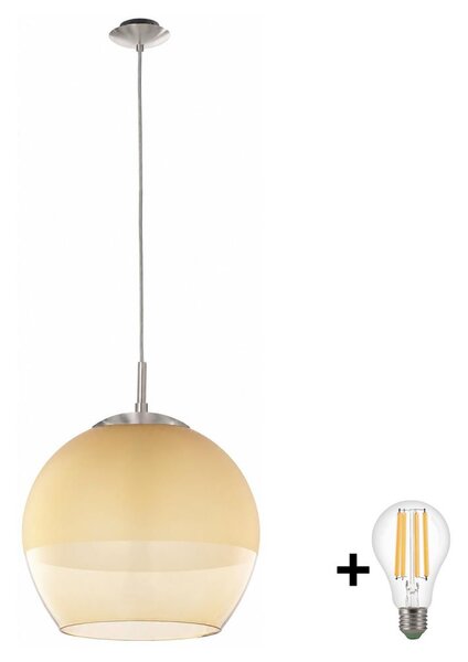 BRILAGI-LED Полилей на кабел RETRO GLASS 1xE27/60W/230V матов хром/димно бежово
