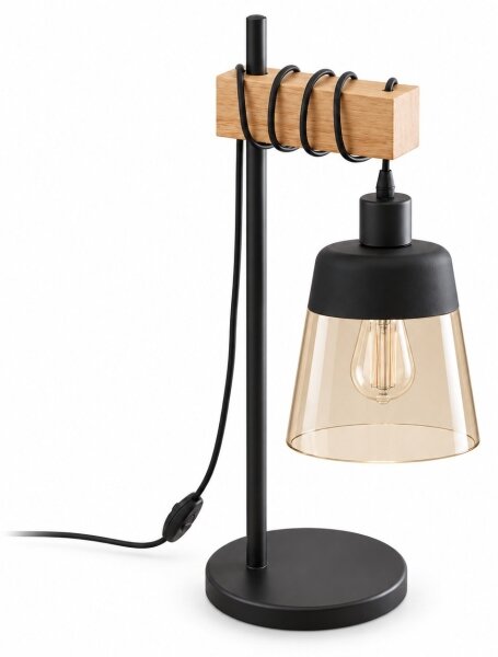 BRILAGI - Настолна лампа WOOD GLASS 1xE27/40W/230V кафява/черна/димно бежова