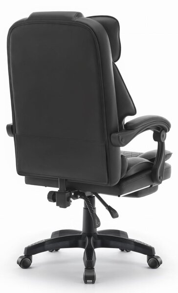 Ергономичен офис стол HC-1031 от еко кожа с подложка за крака - черен