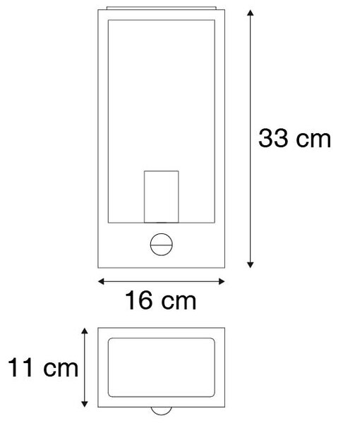 Външна стенна лампа черна с детектор за движение IP44 - Ротердам 1
