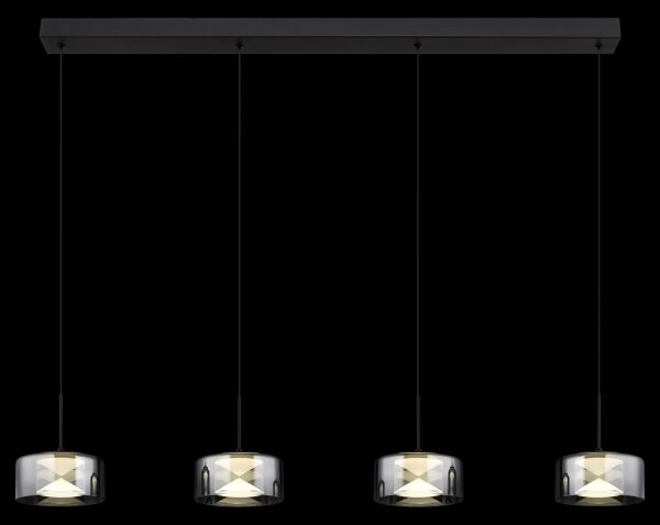Globo 16024-4 - LED полилей с кабелно окачване BELINDA LED/24W/230V черен/опушен