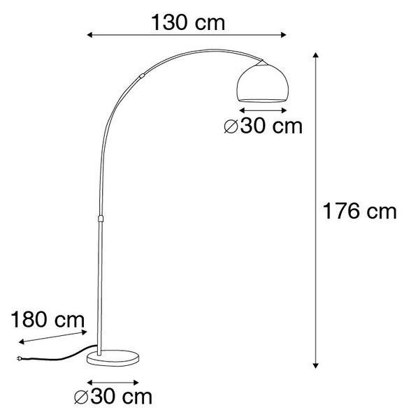 Модерна дъгова лампа медна с бял абажур - Arc Basic