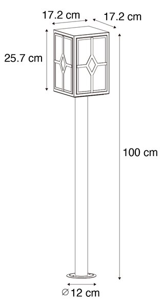 Класическа стоеща лампа за външен монтаж черна 100 см IP44 - Dover