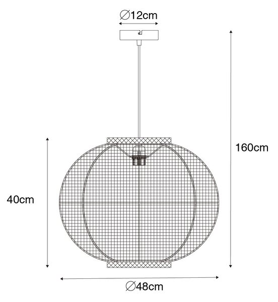 Ориенталска висяща лампа естествена 48см - Роб