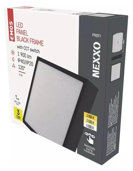 Матово черно LED осветление за таван 22,5x22,5 cm Nexxo - EMOS
