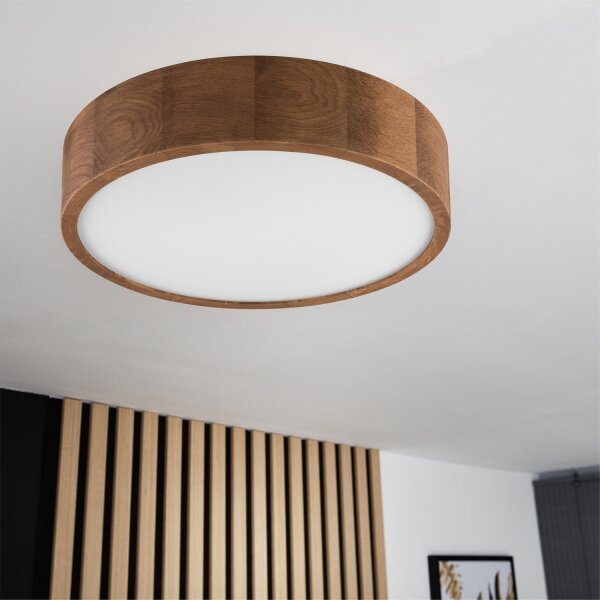 Brilagi - LED RGBW димируем таванен плафон CARVALHO 2xE27/9W/230V Wi‑Fi дъб Ø 37,5 см