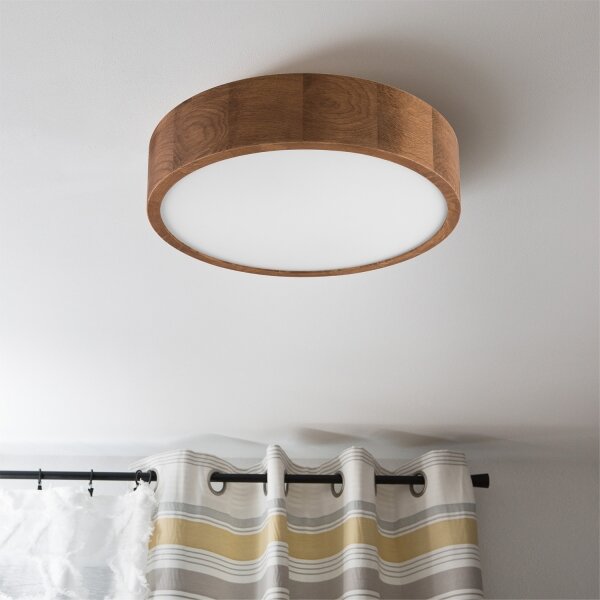 Brilagi - LED RGBW димируем таванен плафон CARVALHO 2xE27/9W/230V Wi‑Fi дъб Ø 37,5 см