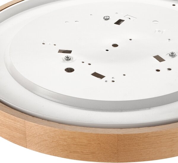 Brilagi-LED RGBW Димируем таванен осветител CARVALHO SLIM 3xE27/9W/230V Wi‑Fi, дъб, Ø47 см