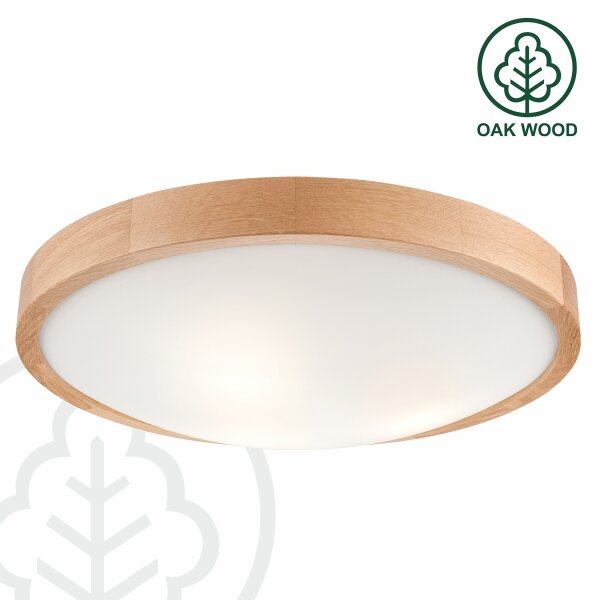 Brilagi-LED RGBW Димируем таванен осветител CARVALHO SLIM 3xE27/9W/230V Wi‑Fi, дъб, Ø47 см