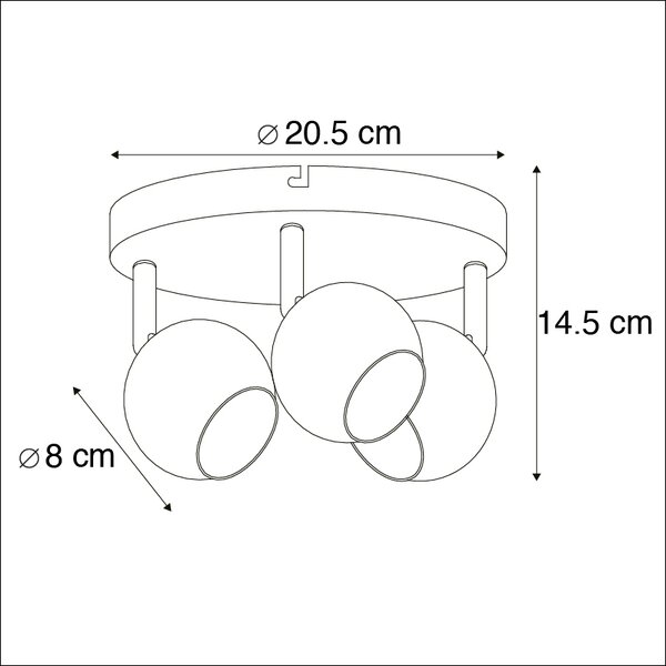 Ретро кръгъл спот месинг с таван 3-светлинен - Gissi