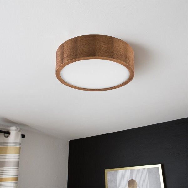 Brilagi - LED RGBW димируема плафонна лампа CARVALHO 1xE27/9W/230V Wi‑Fi дъб Ø 27,5 см