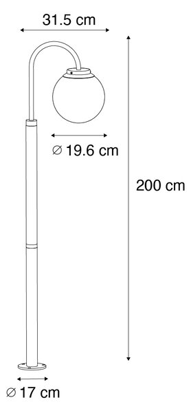 Модерен фенер черен с прозрачно стъкло 200см IP44 - Sfera