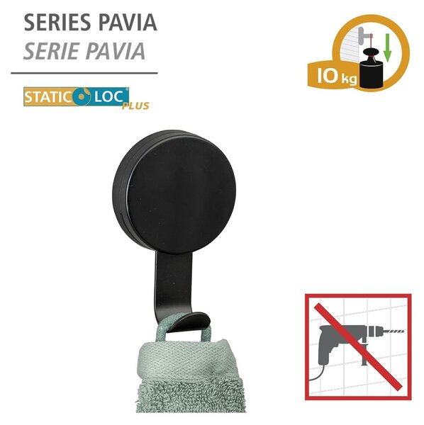 Комплект от 2 черни куки за кърпи Pavia - Wenko