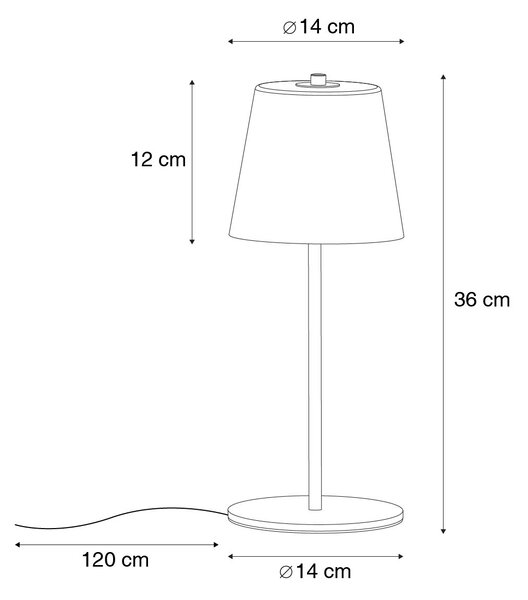 Модерна настолна лампа черна с опалово стъкло с LED 3-степенна димираща - Jent