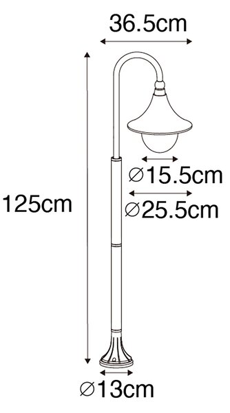 Интелигентен фенер за външен монтаж антично злато 125 см IP44 с Wi-Fi A60 - Daphne